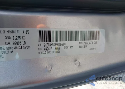 2015 Dodge Charger Se из США, поврежденный, VIN 2C3CDXBG8FH837060